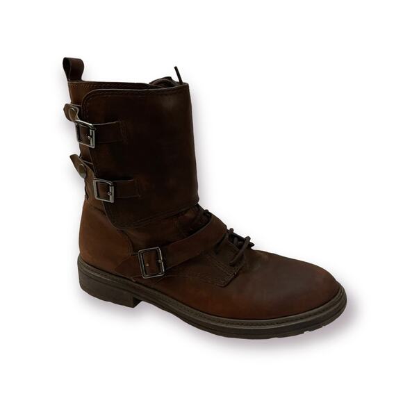 Belle By Sigerson Morrison Brown Leather Snap Buckle Boots - Picture 1 of 11